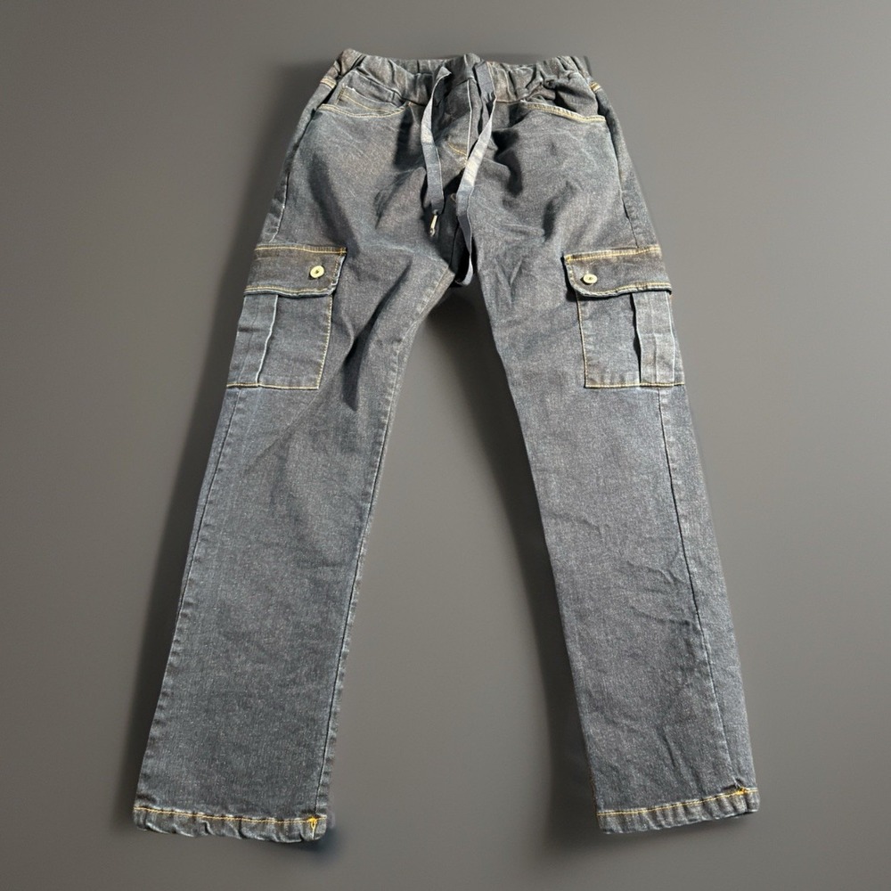 Flora Ashley SZ S Women's Pull on Waist Denim Cargo Jeans (1522)